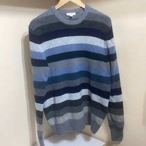 Gap Lambswool Blue Gray Stripped Sweater Large